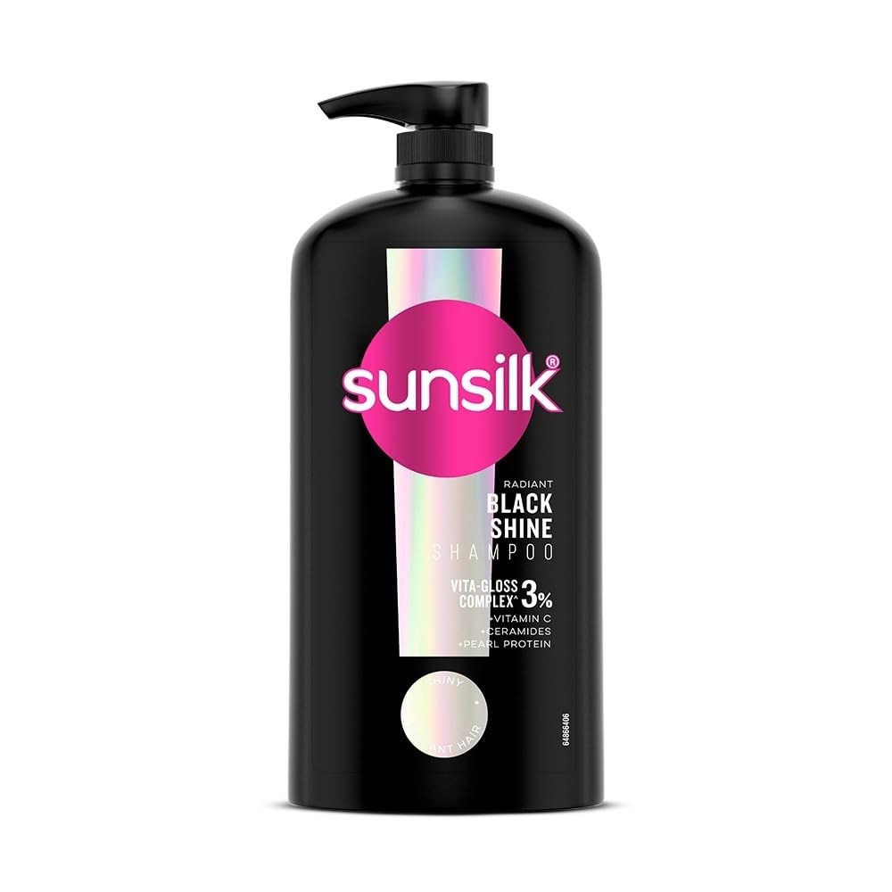 Sunsilk Stunning Black Shine Shampoo 1 l| with Amla + Oil & Pearl Protein| Gives Shiny| Moisturised and Fuller Hair - Parab…