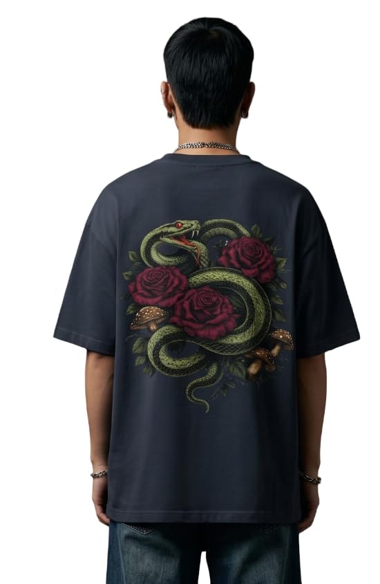 OBZRV Men's Cotton Oversized T-Shirt | Round Neck | Short Sleeve | Graphic Printed | Animal Series
