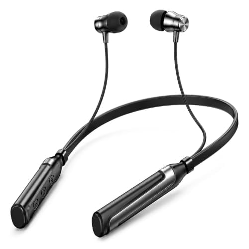 Kratos Jazz Neckband Bluetooth Headphones with 55H Playtime, Deep Bass, Stereo Sound, HD Calls, Magnetic Earbuds, Voice Ass…
