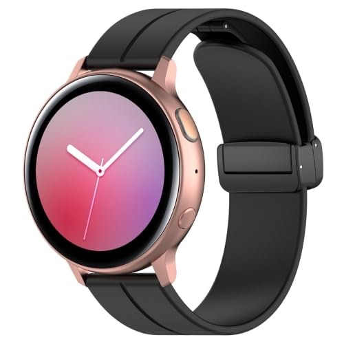 EDNITA 20mm SmartWatch Band Strap with Magnetic Lock for Amazfit GTS 2/Mini Amazfit Bip/Pro/Lite/Bip S/Amazfit GTR/Samasung Galaxy Watch 4/Watch 5 - Black - Pack of 1