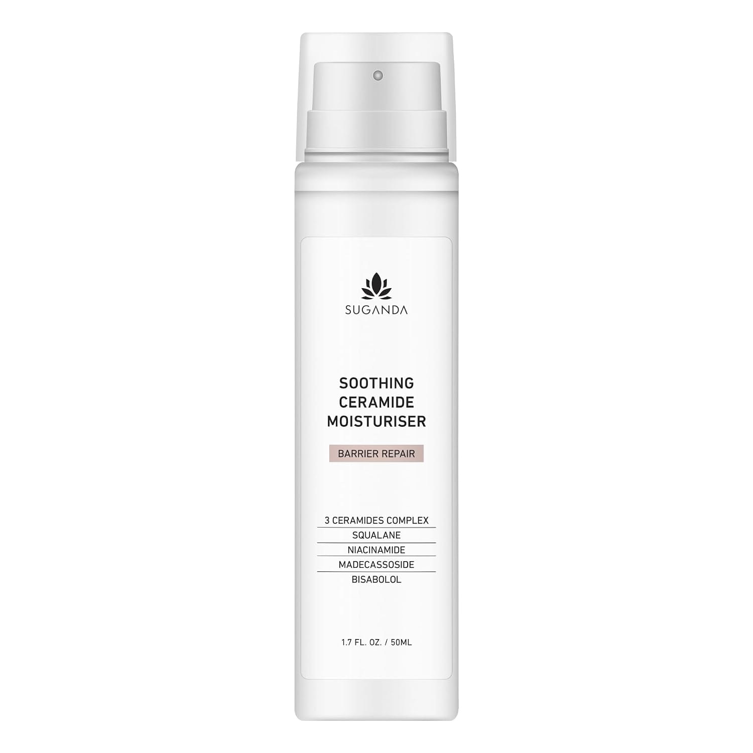 SUGANDA SKINCARE Soothing Ceramide Moisturizer for Dry Skin, Face, Restores Damaged Skin | Hydrating & Long Lasting (50Ml) | All Skin Types | Oil Free Moisturiser with Niacinamide