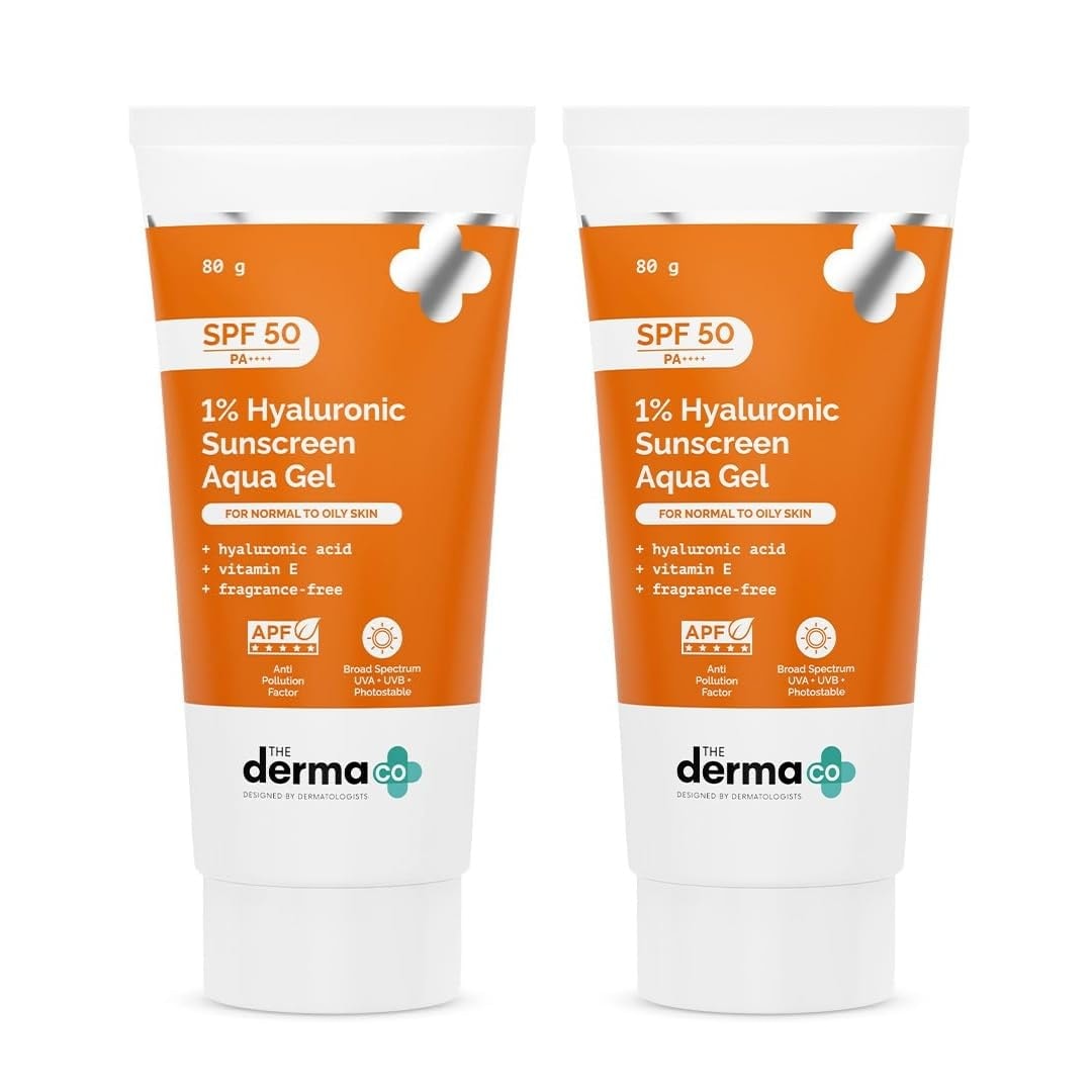 The Derma Co 1% Hyaluronic Sunscreen Aqua Gel SPF 50 PA++++ | In-Vivo Tested | Hyaluronic Acid for Deep, Long Lasting Hydra…