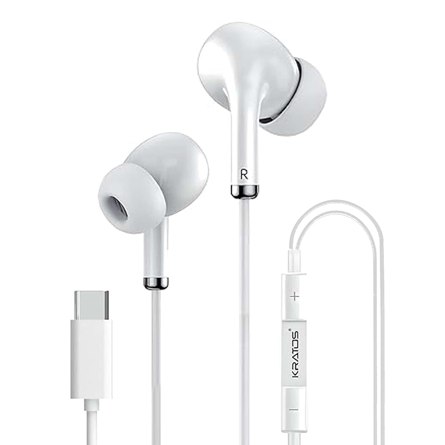Kratos Tune V5 C Type Earphones Wired, Deep Bass Drivers Earphone, Inline Control Type c Headphones with Mic, Sweat Resista…