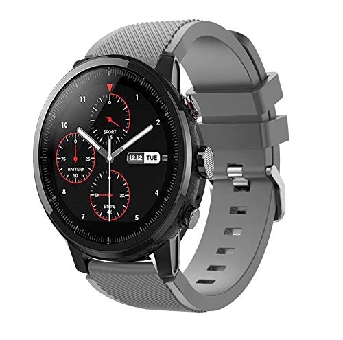OBOE 22mm Silicone Smart Watch Replacement Band Universal Strap Compatible With Amazfit GTR 47mm / Samsung Galaxy Watch 46mm / Samsung Gear S3 Classic/Frontier/Huawei GT2 / Fossil Q (Grey)