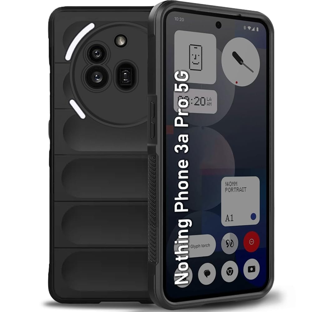 TheGiftKart Liquid Silicon Back Cover Case for Nothing Phone 3a Pro 5G | Shockproof Military Grade Protection | Micro-Fibre Cloth On Inner Side | Built-in Anti-Slip Grip Back Cover Case (TPU, Black)