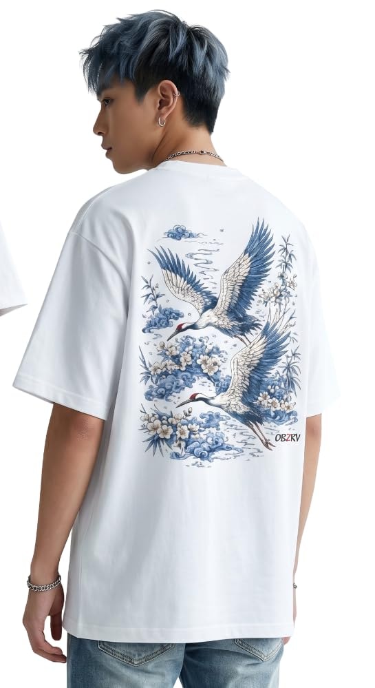 Men's Cotton Oversized T-Shirt | Round Neck | Short Sleeve | Graphic Printed | Animal Series