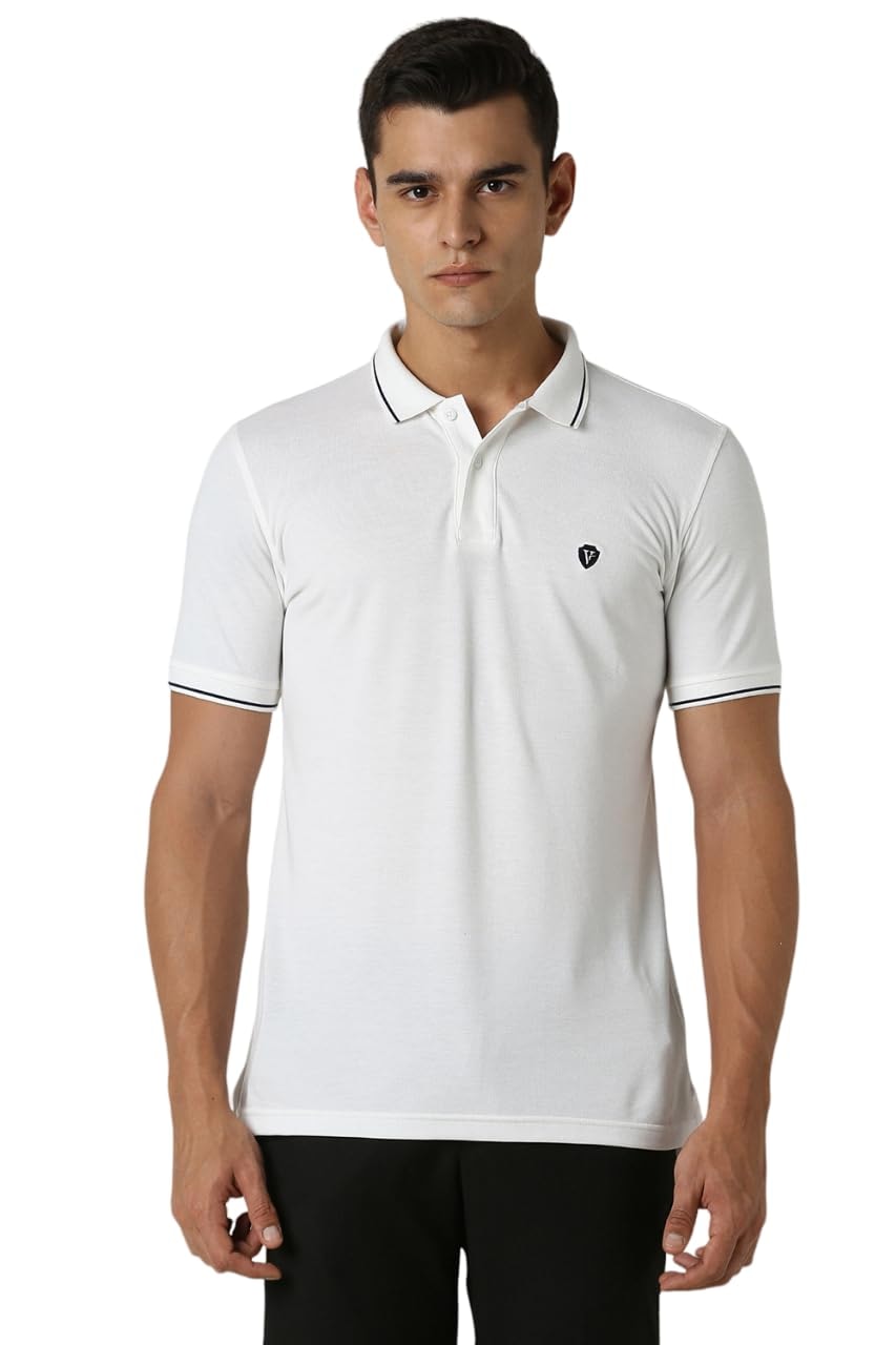 Van Heusen Men's Cotton Solid Regular Fit Collar Polo T-Shirt