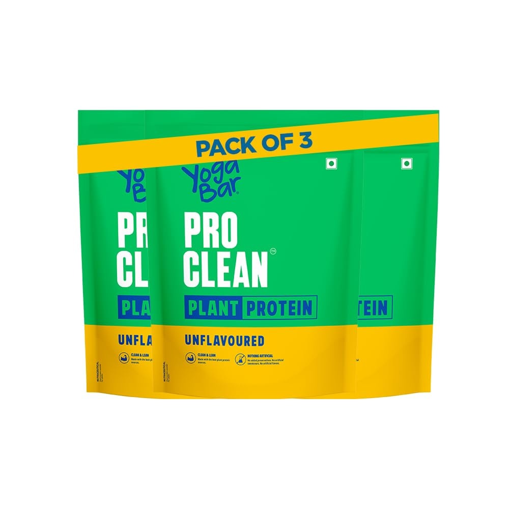 Yogabar Pro Clean Plant Protein | Unflavoured | 28g Protein per Serving | Clean & Natural Plant Blend | Vegan, No Added Sug…