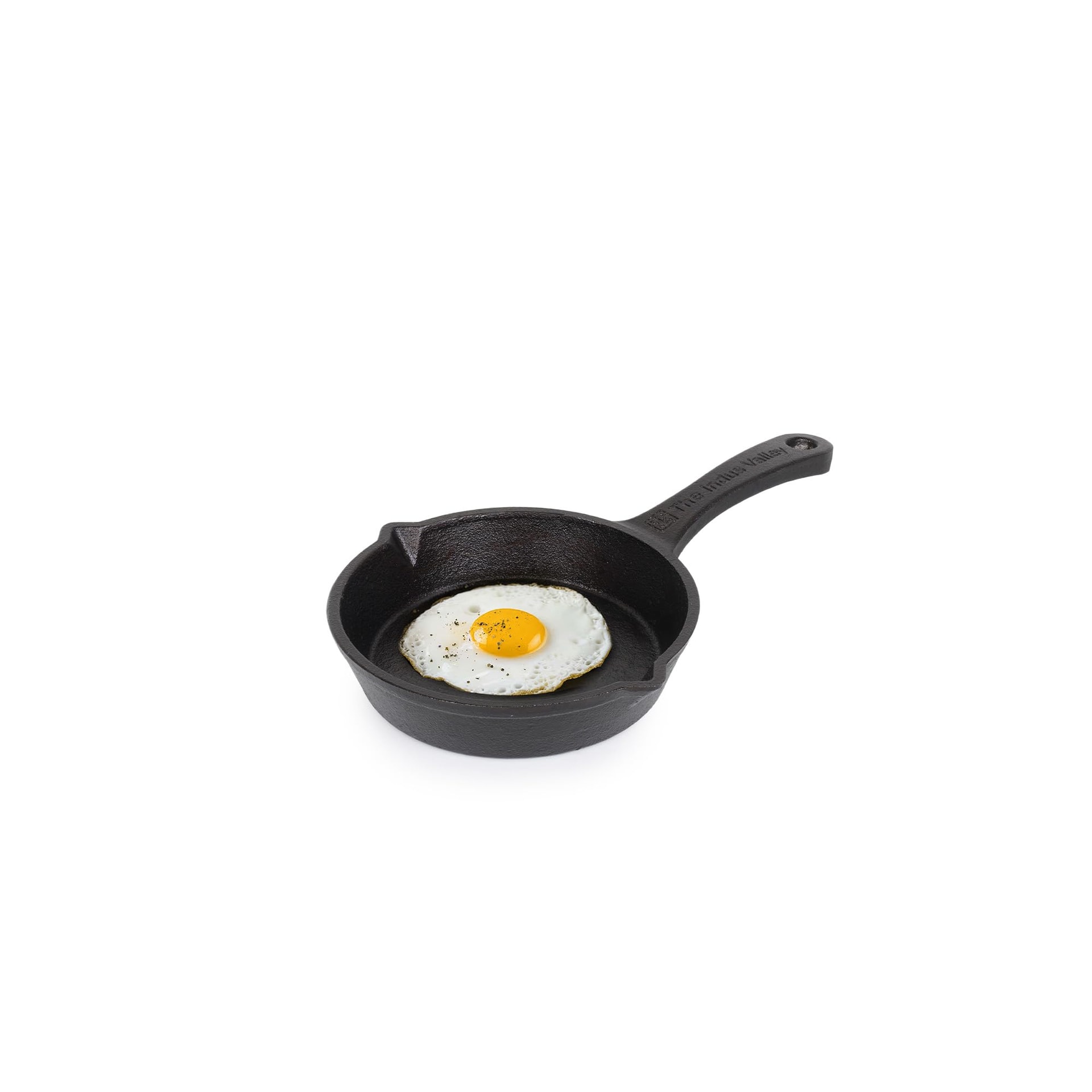 The Indus Valley Cast Iron Mini Tadka Fry Pan 15.2cm (6 inch) | Pre-Seasoned Small Omelette Pan/Skillet | 0.42L, 1.1kg | Induction Friendly 