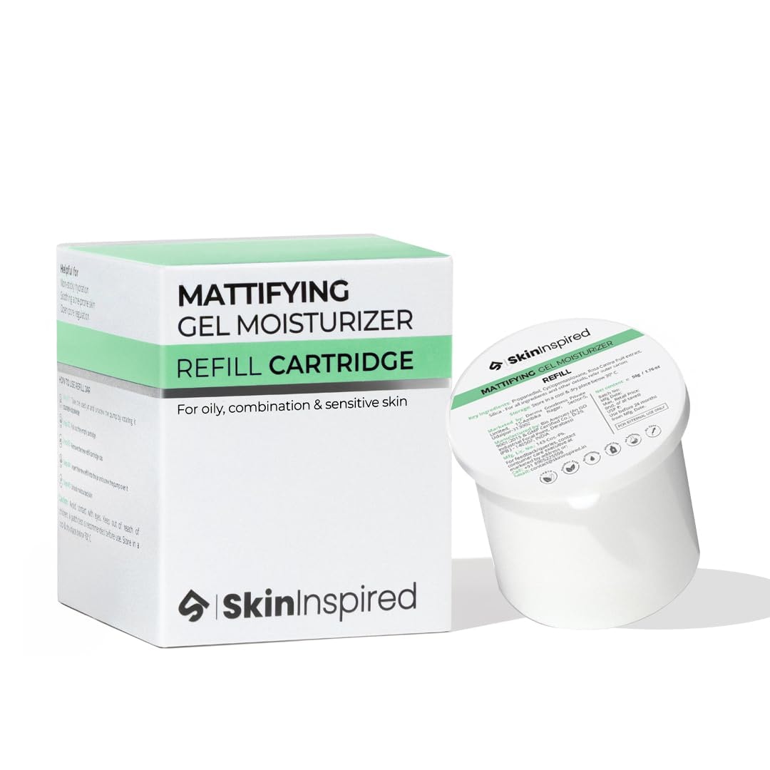 SkinInspired Mattifying Gel Moisturizer Refill | Oil-Free Face Moisturizer with Zinc PCA & Fucogel | For Oily & Acne-Prone Skin | Deep Hydration with Matte Finish Gel Based Moisturizer For Face | Eco-Friendly & Cost-Saving Cartridge | 50g