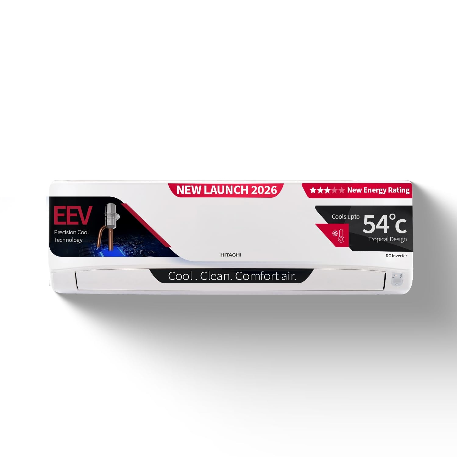 Hitachi Smart Choice 2 Ton 3 Star, New Star rated, Inverter Split AC (Copper, 4 Way Swing, Ice Clean, EEV Precision- Higher Performance Cooling, Anti Bacterial Filter, RAS.G322PCDIBS, White)