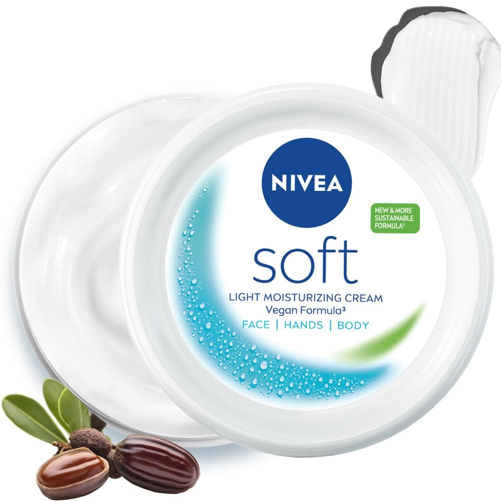 NIVEA Soft Moisturizing Cream, Lightweight Non-Sticky Daily Moisturizer with 72Hr Hydration, Vitamin E & Jojoba Oil | Hydra…