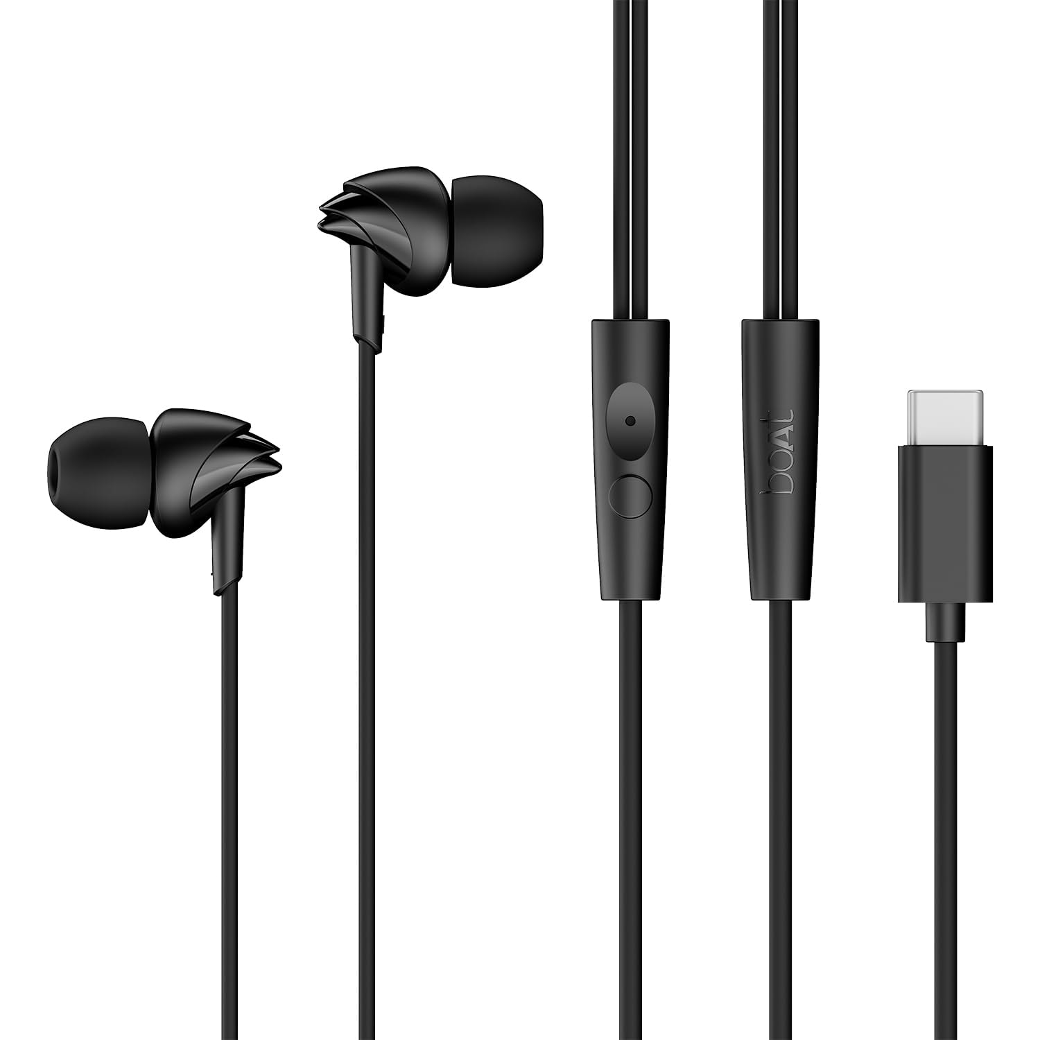 boAt Bassheads 300C Wired Earphones,Type-C Jack, 10mm Drivers, Signature Sound, in-Line Microphone, Integrated Controls, Voice Assistant & 1