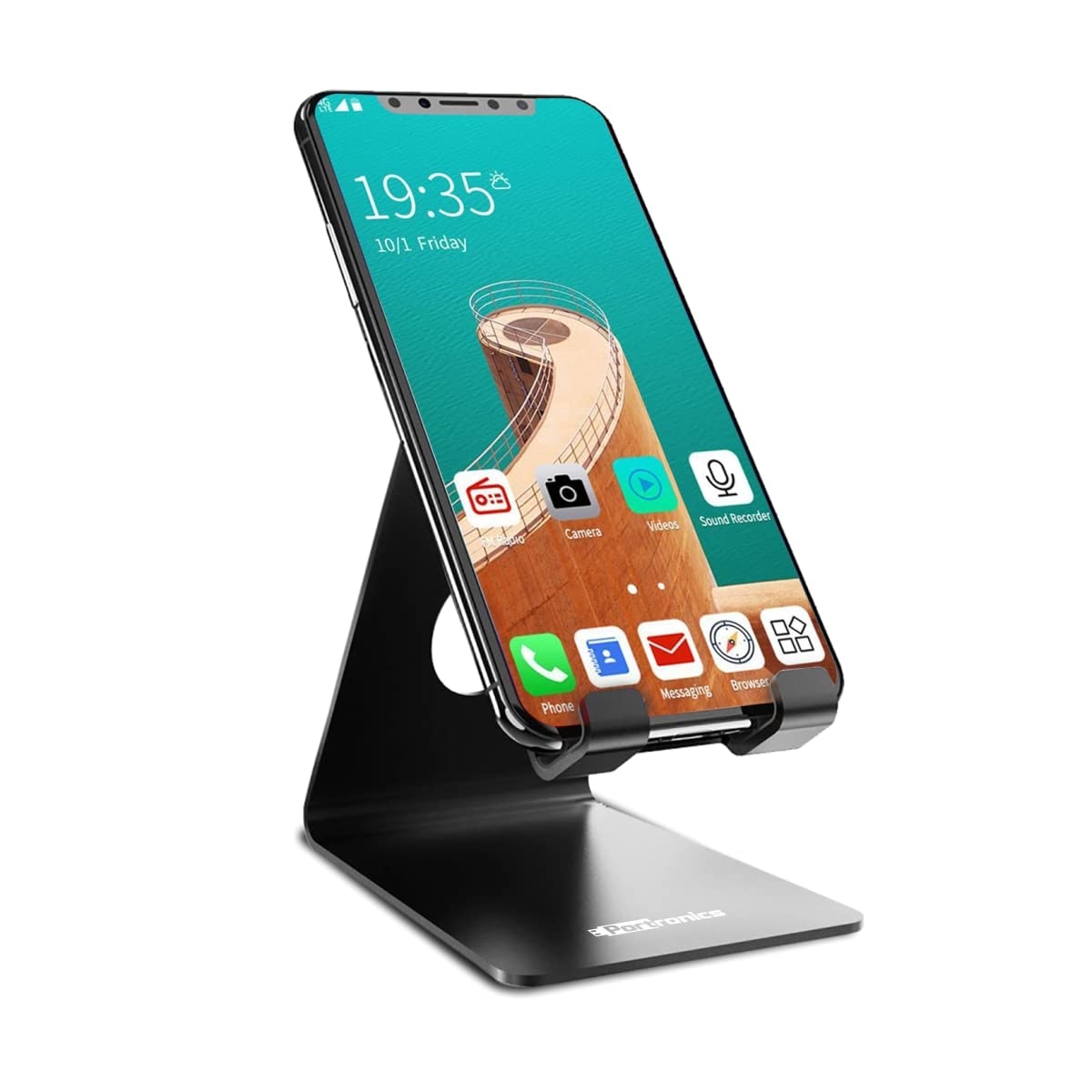 Portronics MODESK Universal Mobile Holder Stand with Metal Body, Anti Skid Design, Light Weight for All Smartphones, Tablets, Kindle, iPad(B