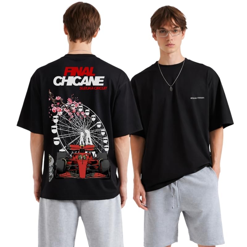 Supersonic Space Theme Printed Oversized Tshirt for Men, Short Sleeves, Back Graphic Print, Super Comfortable & Breathable 100% Cotton Fabric, Stylish Loose Fit for Boys
