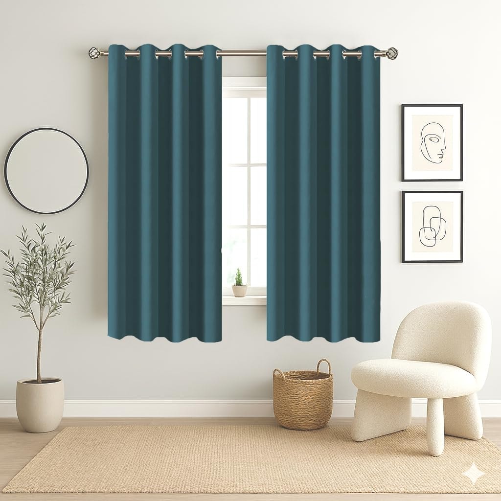 Homestan Blackout Window Curtains 5 Feet Long Set of 2, Prussianblue | Up to 90% Sunlight Block, Room Darkening, 275 GSM 3-…