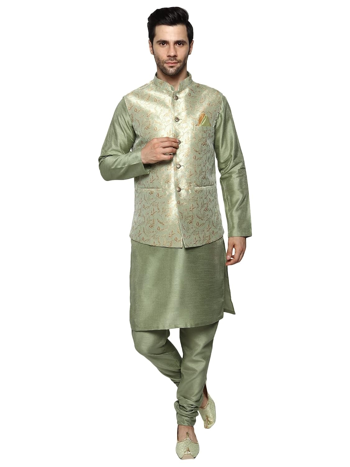Uri and MacKenzie Men's Silk Blend Kurta Pajama with Designer Ethnic Nehru Jacket/Modi Jacket…