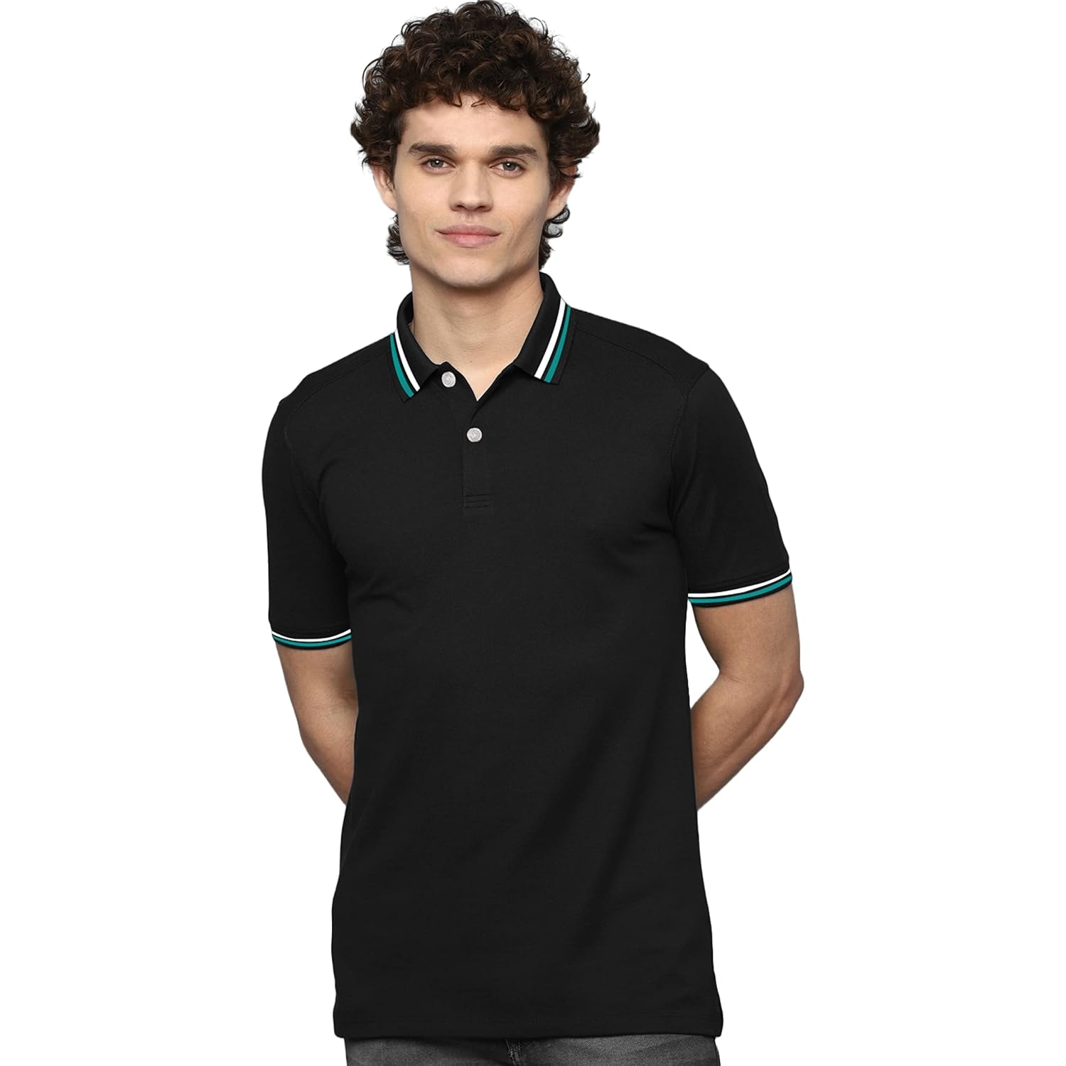 London Hills Men Cotton Regular Fit Half Sleeve Polo Neck T-Shirt