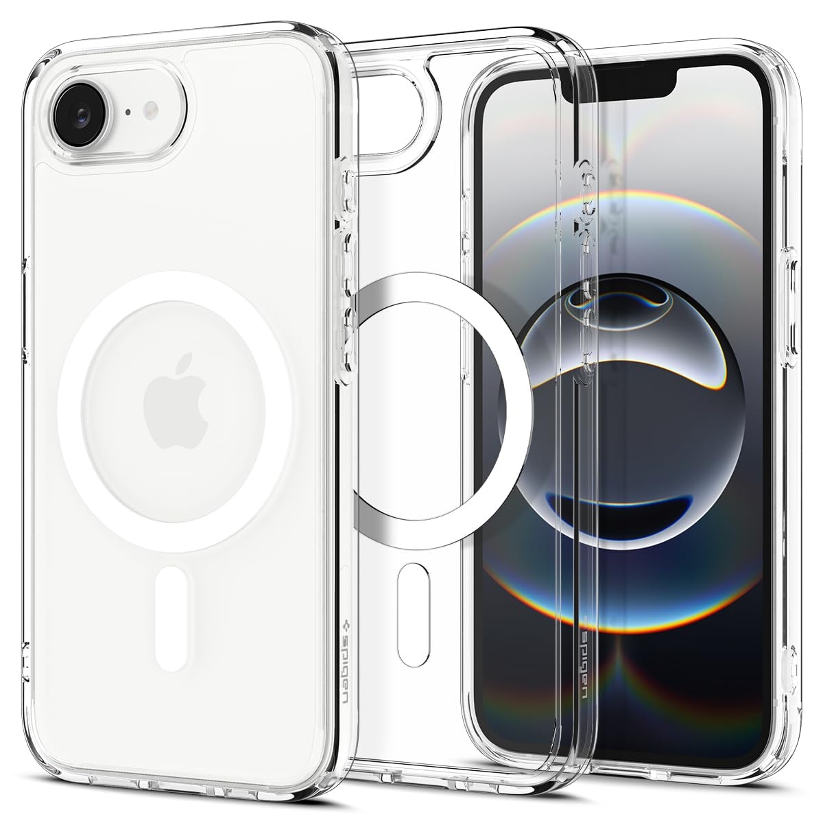 Spigen Ultra Hybrid MagFit Back Cover Case for iPhone 17e / 16e, Clear Transparent, MagSafe Compatible - Polycarbonate + TPU | Clear White