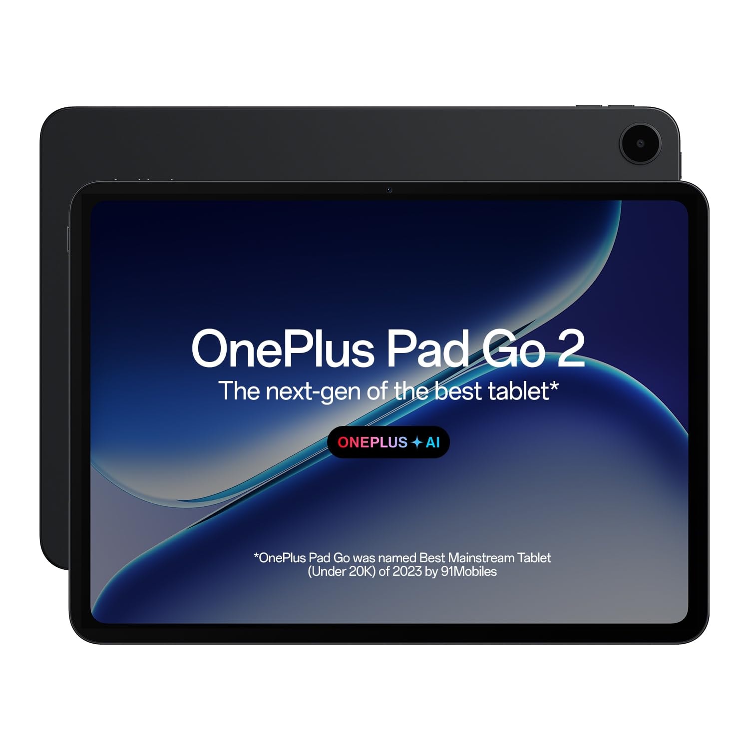 Shadow Black OnePlus Pad Go 2 with a 12.1-inch screen
