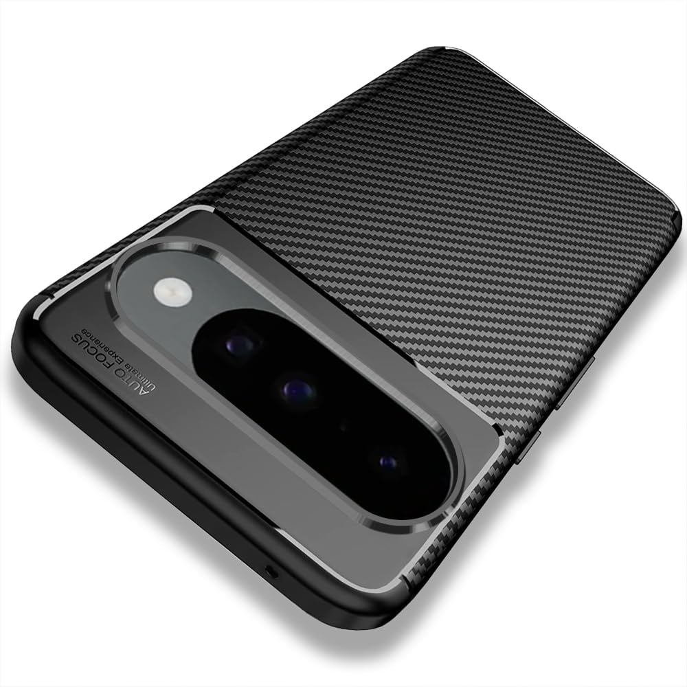 TheGiftKart Rugged Carbon Fibre Armor Back Cover Case for Google Pixel 10/10 Pro | Shockproof & Protective | Stunning Minimalist Design Back Case Cover for Google Pixel 10/10 Pro (TPU, Black)