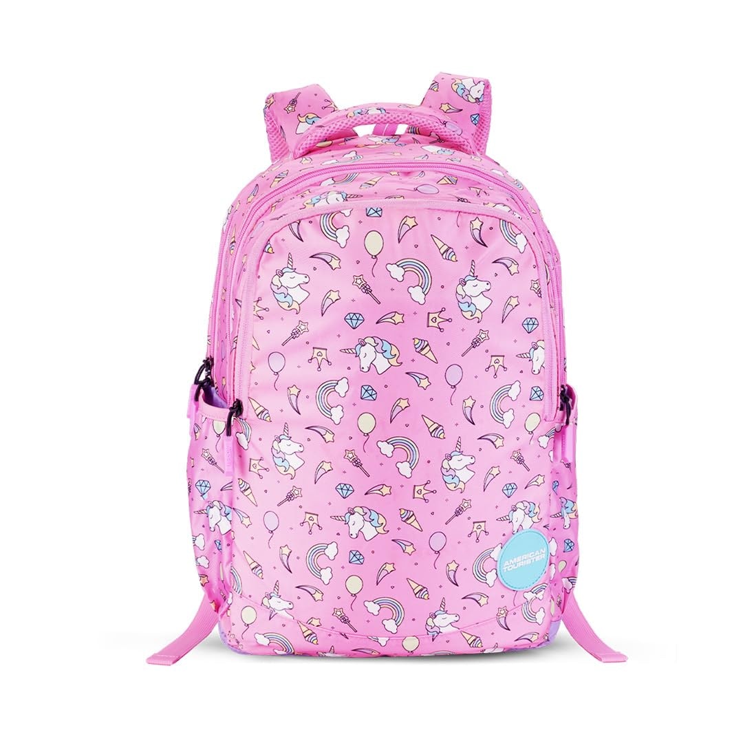 American Tourister Starlet | 25.5L Backpack | School Bag | 3 Compartments | School Bag for Girls | Pink | 1 Year Global Warranty