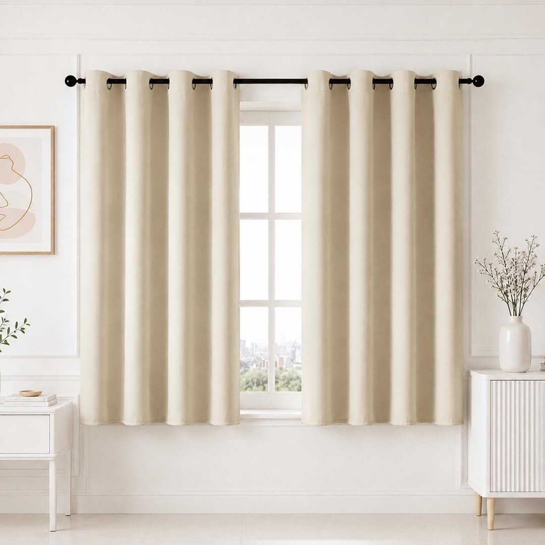 HOMEMONDE Premium Blackout Curtains 5 Feet Long Set of 2 - Thermal Insulated Curtains for Window, True Room Darkening Drape…