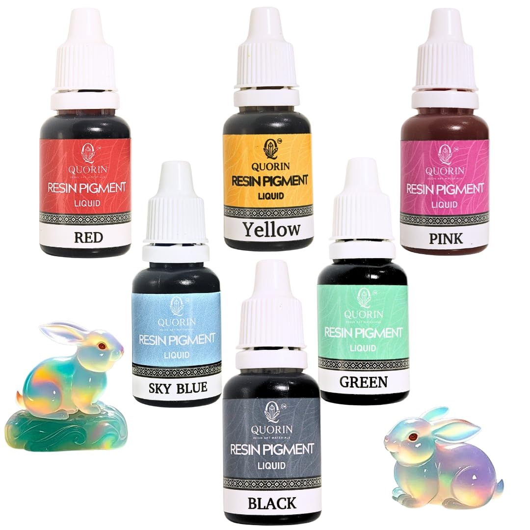 Quorin Resin Pigment & Resin Colour for Resin Art, Liquid, 15ml × 6 | Liquid resin pigments for epoxy & UV resin, smooth lu…