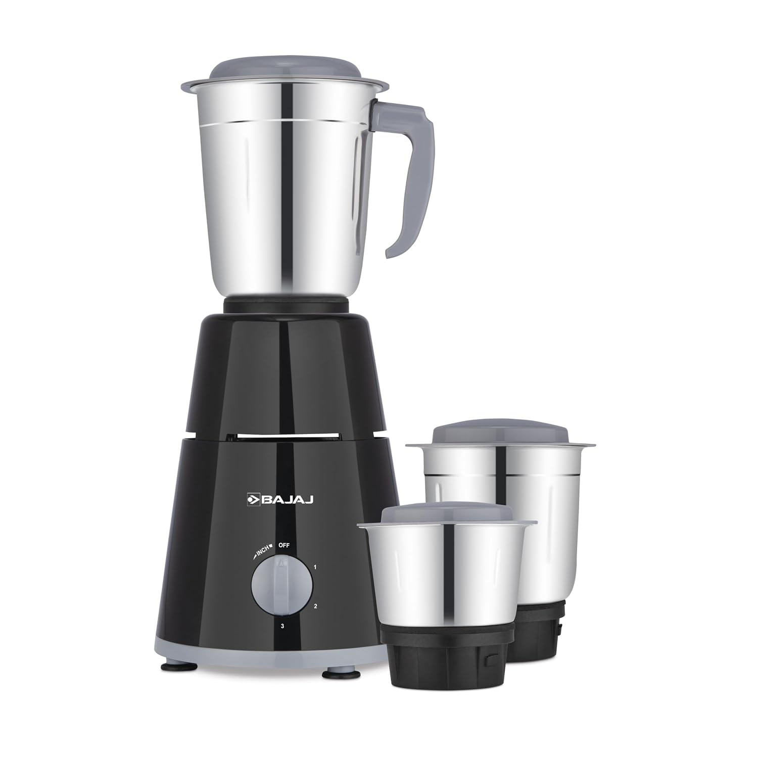 Bajaj GX1 Ninja Series 500W Mixer Grinder With 3 Jars (Stainless Steel Jars) | Superior Mixie For Kitchen | Durable Mixer Grinder | DuraCut Blades | 2 Yrs Warranty 【Black】