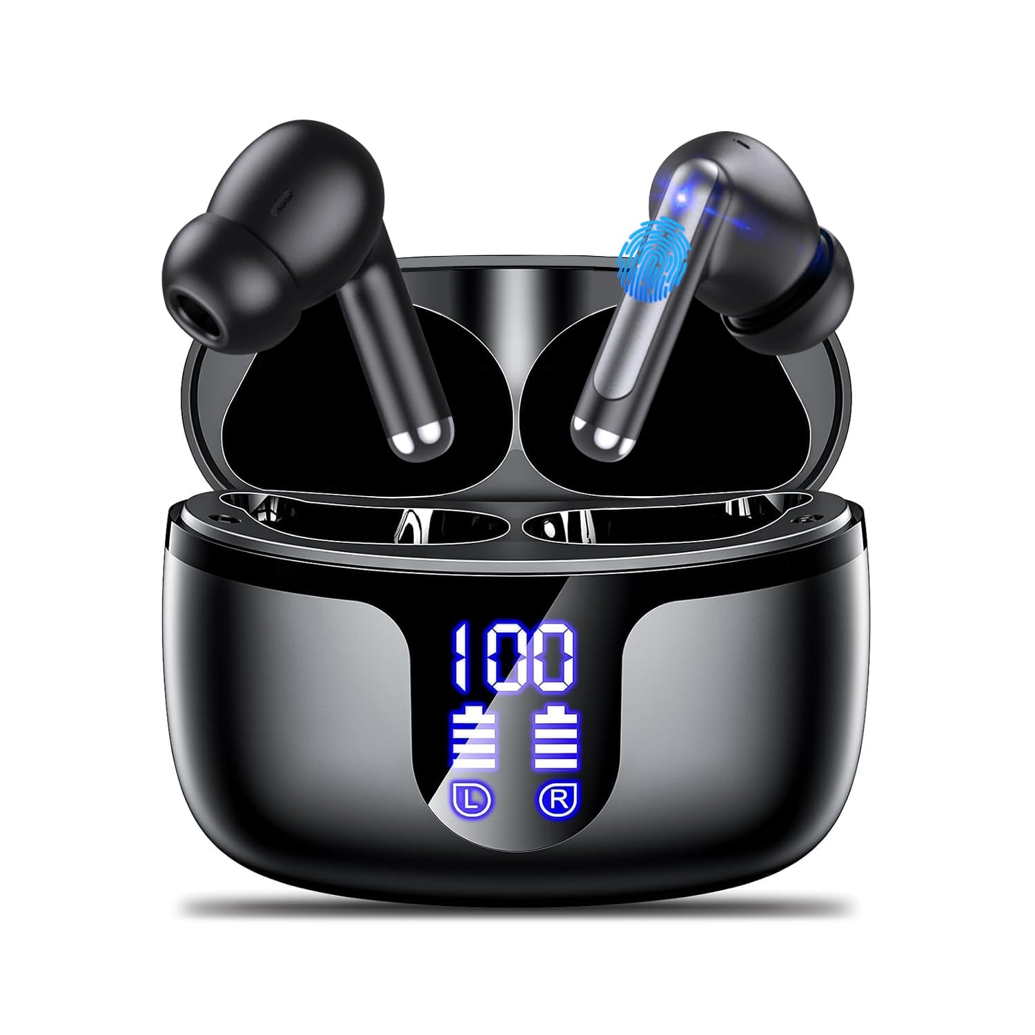 Wireless Earbuds Bluetooth 5.3,Bass Boosted Ear Buds 40H Playtime IP6 Waterproof Ear Phones with LED Digital Display Charging Case,4 ENC Mics for Work Sports