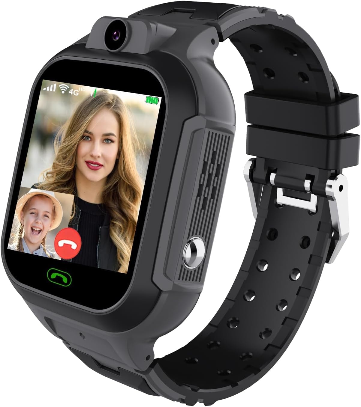 Kids Smart Watch 4G & GPS Tracker with Two Way Call Video Calling Voice Chat SOS Class Mode Stopwatch Pedometer Games Wi-Fi Touch Screen Alarm Clock, Dark Black