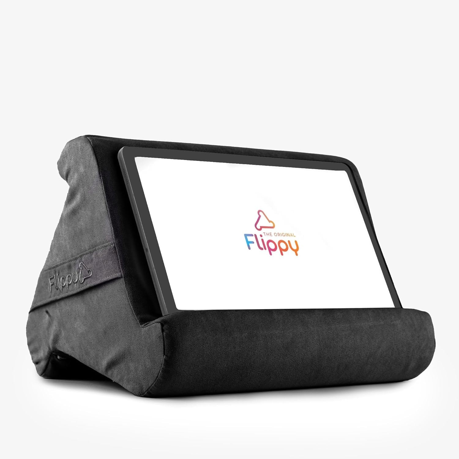 Flippy Tablet 4.0 Pillow Stand Holder for Lap, Desk & Bed - Convenient Storage for Your Items - Carry Strap Handle - Compatible with iPad, Kindle, Fire, Samsung Galaxy - Smokey