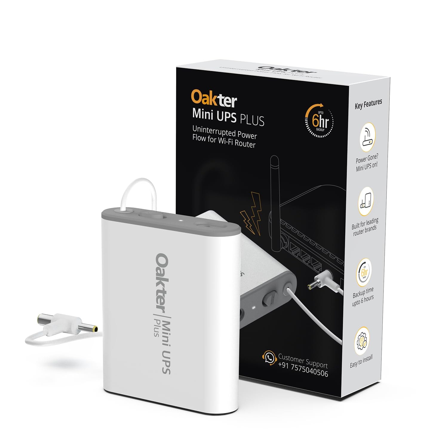 Oakter Mini UPS Plus WiFi Router Broadband Modem | Backup Up to 6 Hours 3x2000 mAh 22.2 Wh| WiFi UPS Power Backup During Po…
