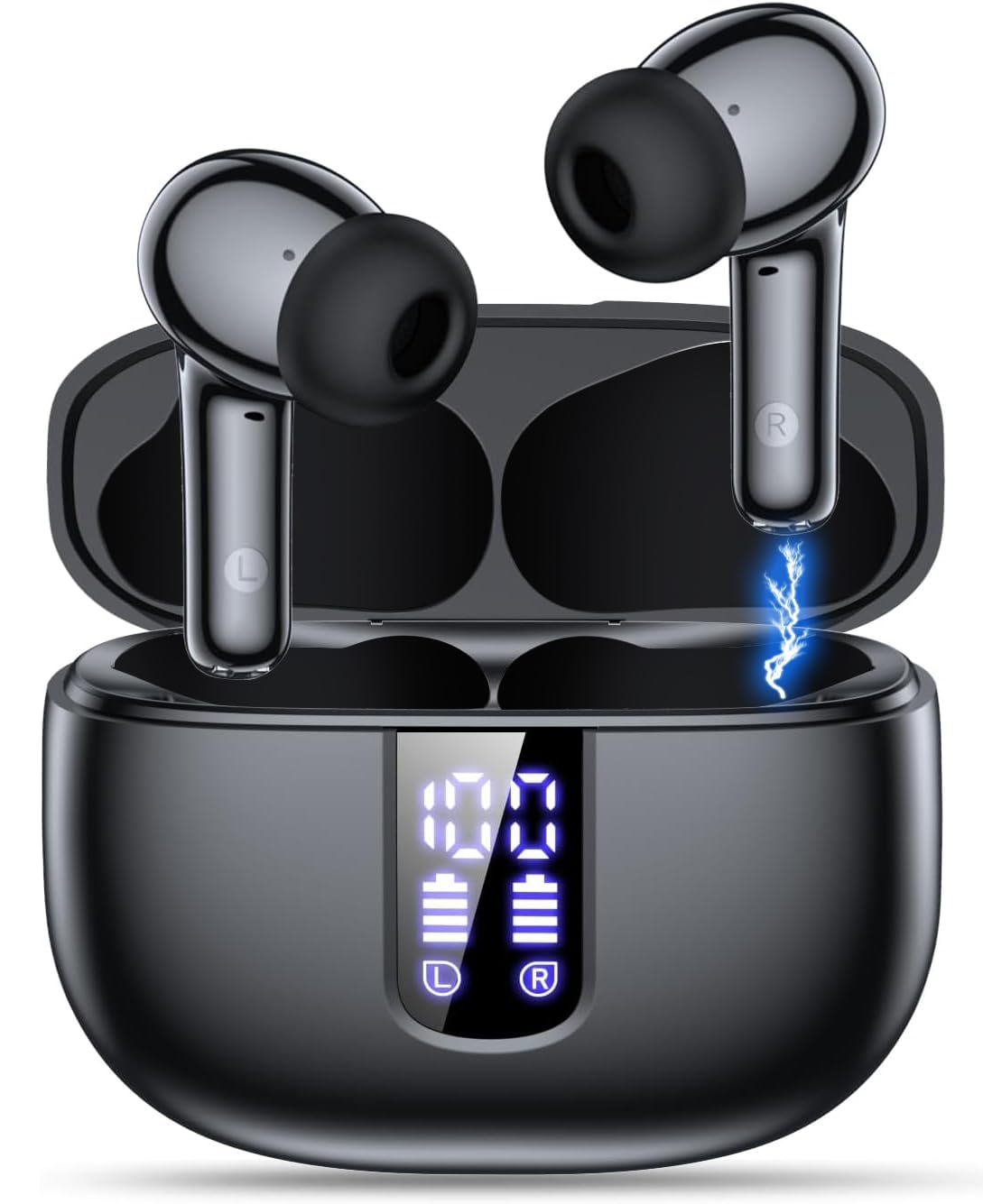 Wireless Earbuds, Bluetooth 5.3 Headphones with HiFi Stereo Sound, 48H Playtime with LED Power Display Charging Case, IP6 Waterproof in Ear Earphone with Mic for Sport