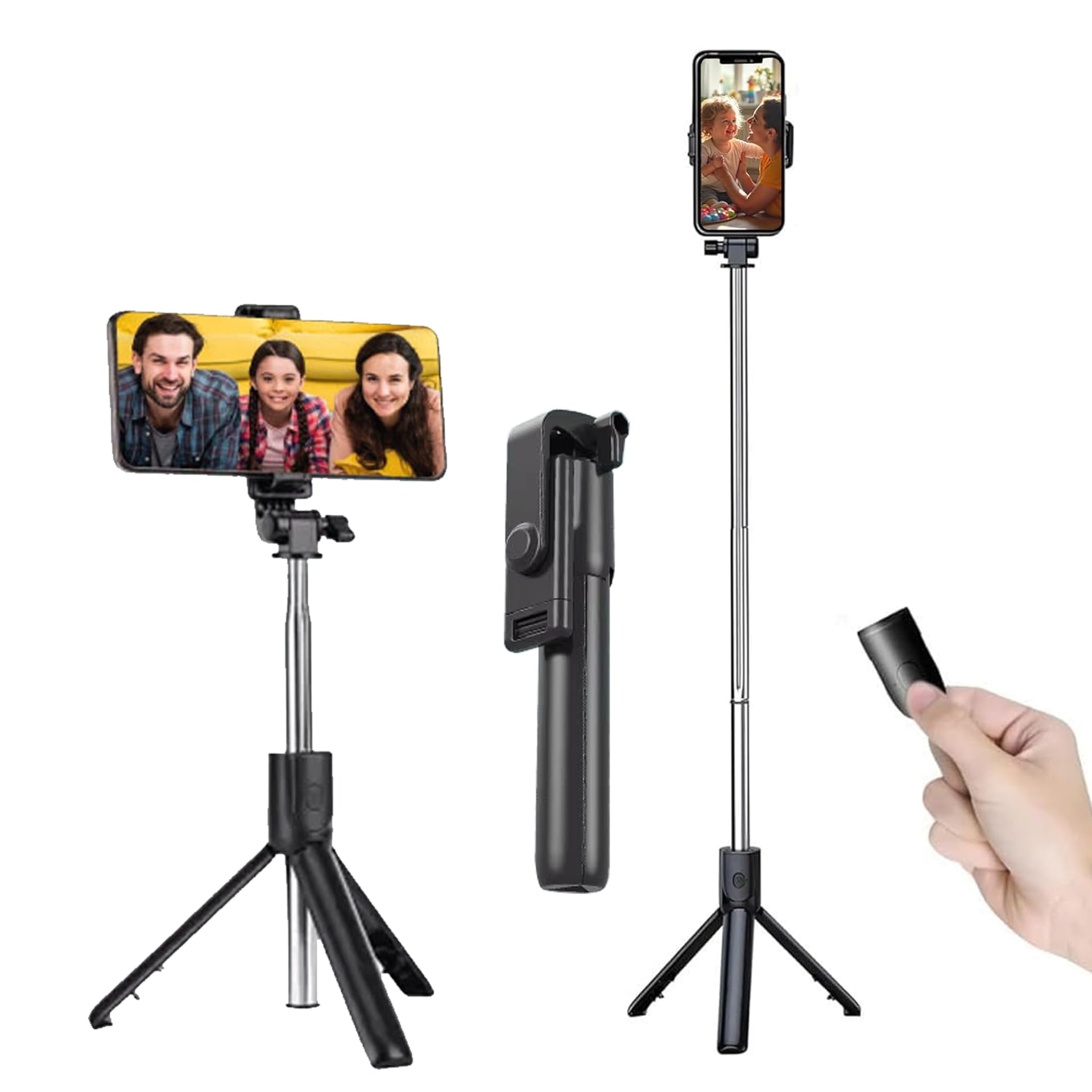 Kratos Selfie Stick with Tripod Stand,Extendable Selfie Stick for Mobile Phone with Bluetooth Remote,3-in-1 Multifunctional Design for Redmi