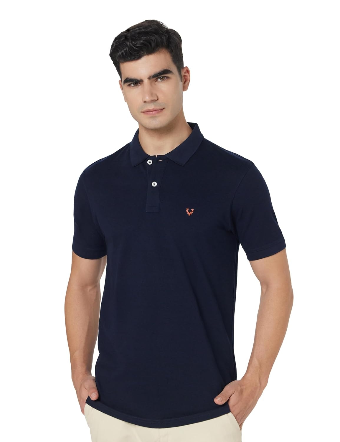 Allen Solly Men’s Polo T‑Shirt | Comfortable Rich Cotton Blend, Band Collar, Regular Fit | Stylish & Premium All Day Wear