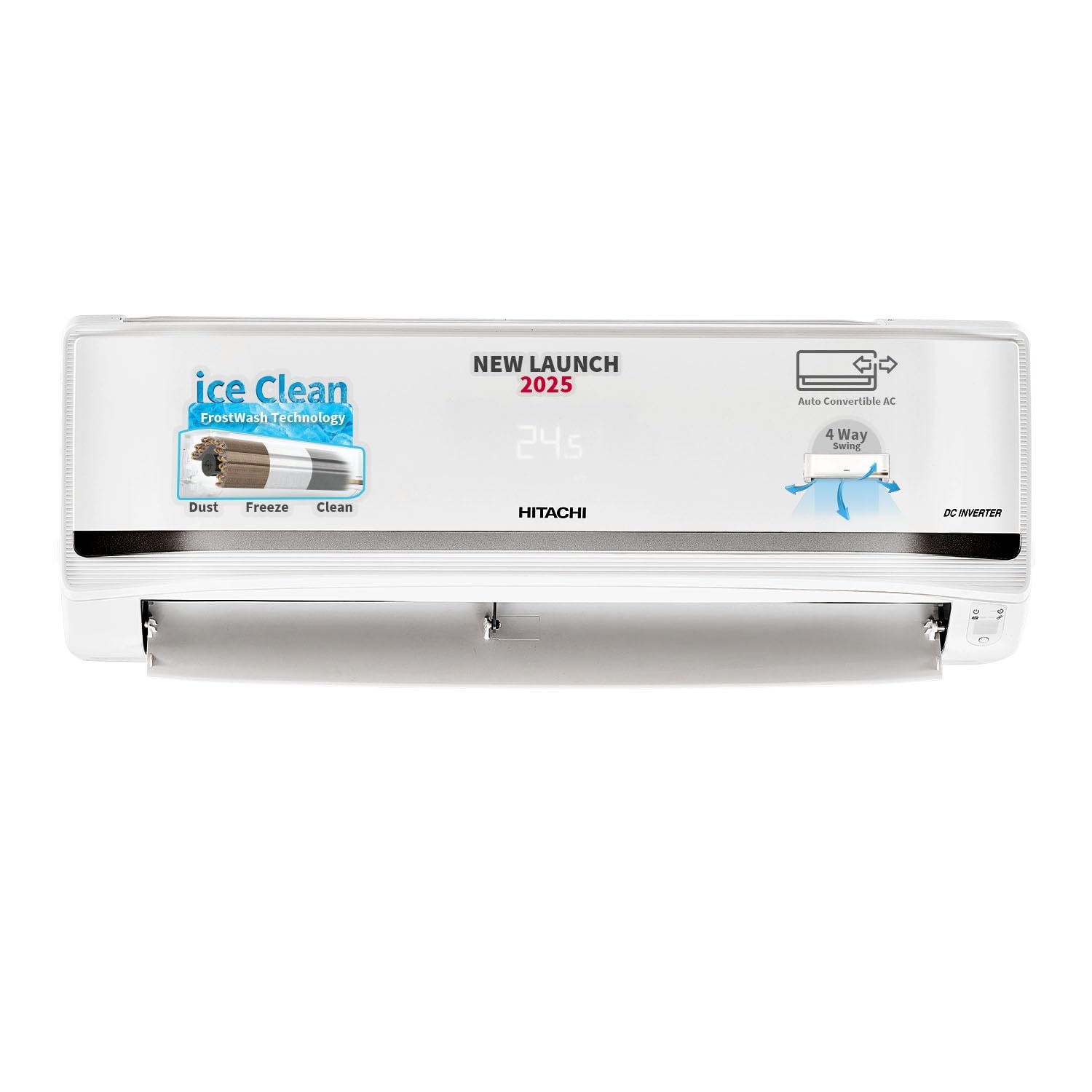 Hitachi 2 Ton 5 Star Xpandable+ Inverter Split AC (100% Copper, 4-Way Swing, ice Clean, Dust Filter, 5500STXL RAS.V522PCBISH1, White,Ideal upto 300 sq ft)