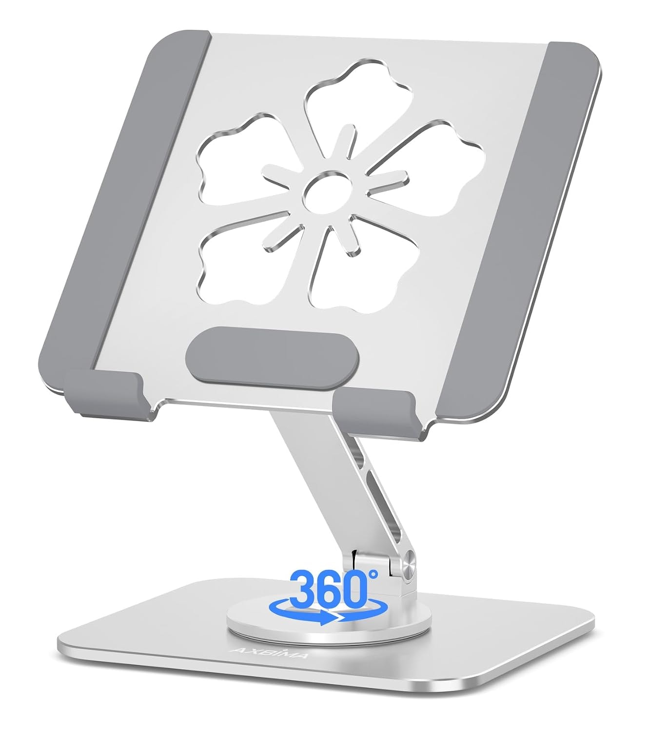 Axbima Rotating Tablet Stand for Desk, Aluminum Tablet Holder, Silver | Rotating Design, Fits 4-12.9" iPad, Samsung & Kind...