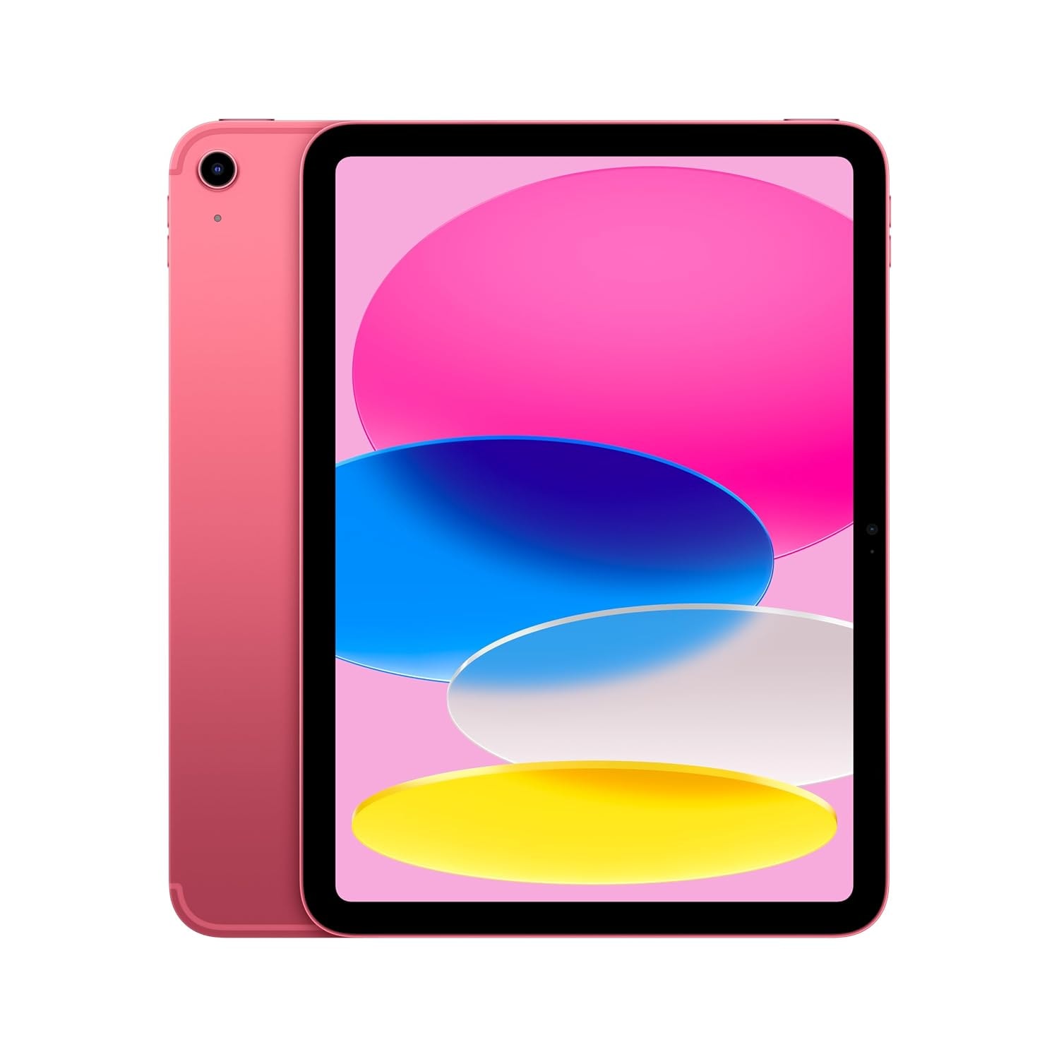 Pink Apple iPad with an A16 chip, 11-inch screen, front view