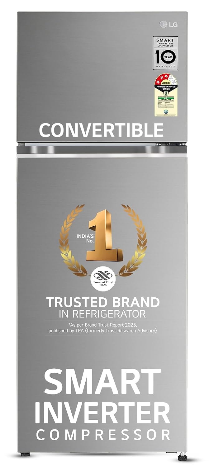 LG 272 L 3 Star Frost-Free Smart Inverter Compressor Double Door Refrigerator (GL-S312SPZX, Shiny Steel, Convertible & Multi Air Flow Cooling)