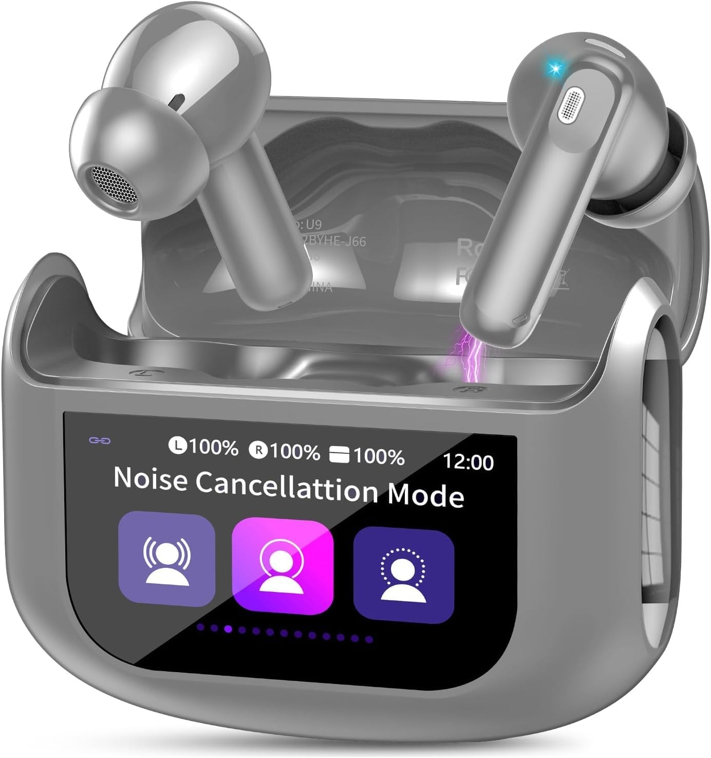 Wireless Earbuds in Ear, Bluetooth 5.4 Headphones Multi-Function Touch Screen with 5 EQ Modes, 48H Ear Buds Bass Stereo, ANC Noise Cancelling/Transparency Mode, IPX7, Ultra-Comfort, Grey