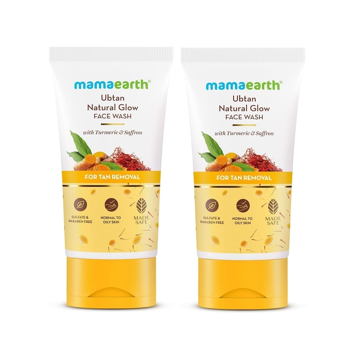 Mamaearth Ubtan Natural Face Wash For all Skin Type with Turmeric & Saffron for Tan Removal – 150 ml (Pack of 2)