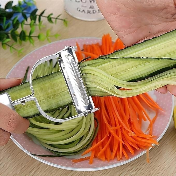 Halifoxt 2 in 1 Peeler Julienne for Salad, Potato, Vegetable Slicer, Multi-Functional, Fruit Slicer, Adjustable Veggie Shre…