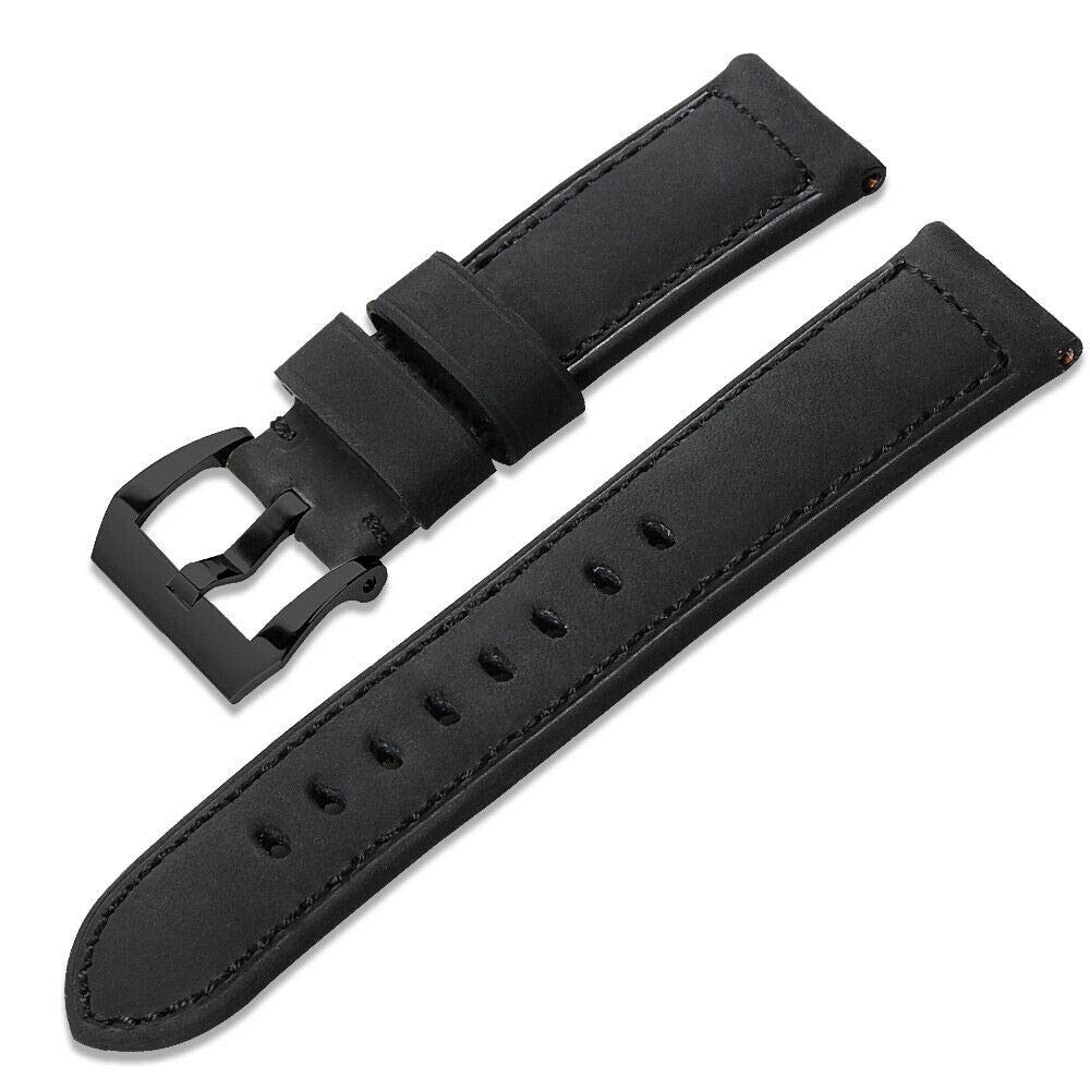 Oboe 22mm Smart Watch Genuine Leather Plus Silicone Band Strap Compatible for Amazfit GTR 47mm / Samsung Galaxy Watch (46mm) / Amazfit Pace/Stratos/Samsung Gear S3 Classic/Frontier (Black)