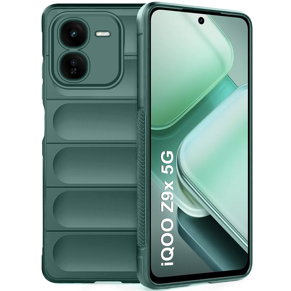 TheGiftKart Liquid Silicon Back Cover Case for iQOO Z9X 5G | Shockproof Military Grade Protection | Micro-Fibre Cloth On Inner Side | Built-in Anti-Slip Grip iQOO Z9X 5G Back Cover (TPU, Green)