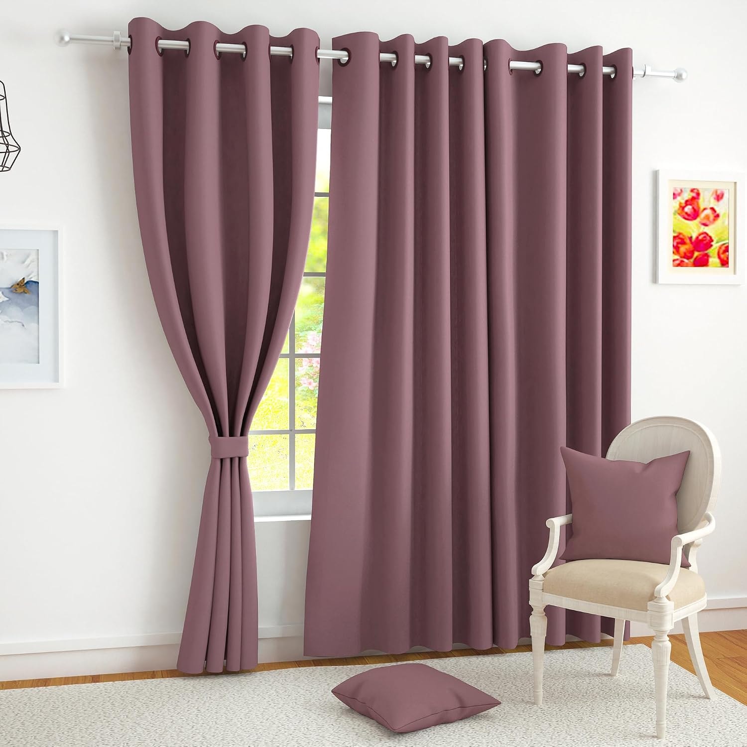 Story@Home 100% True Blackout Long Door Curtains 8 Feet Set of 2, Burgundy | Black Backing Thermal Insulated Room Darkening…