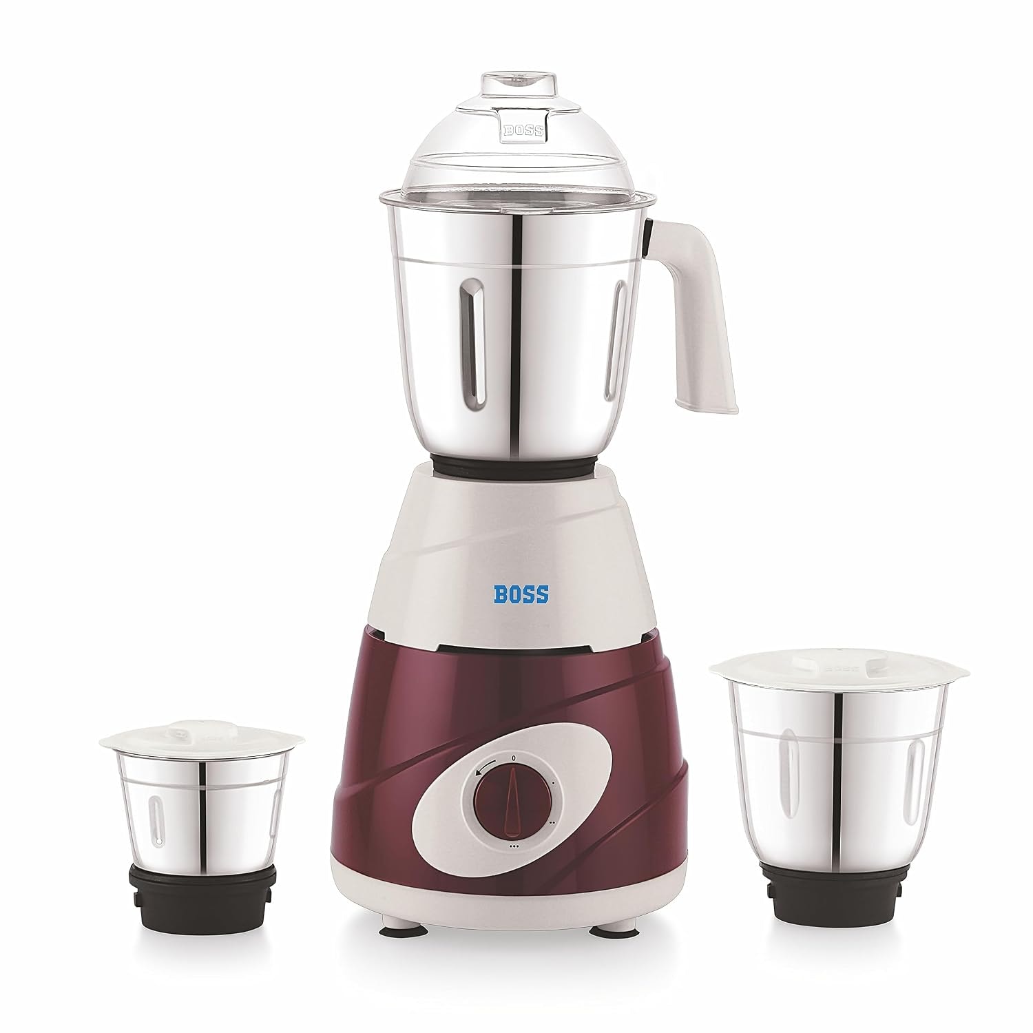 BOSS Thunder 550W Mixer Grinder with 3 Jars (Liquidizing, Wet Grinding and Chutney Jar), High Speed Motor, SS Blades, 5 Years Motor Warranty with Overload Protector, Red