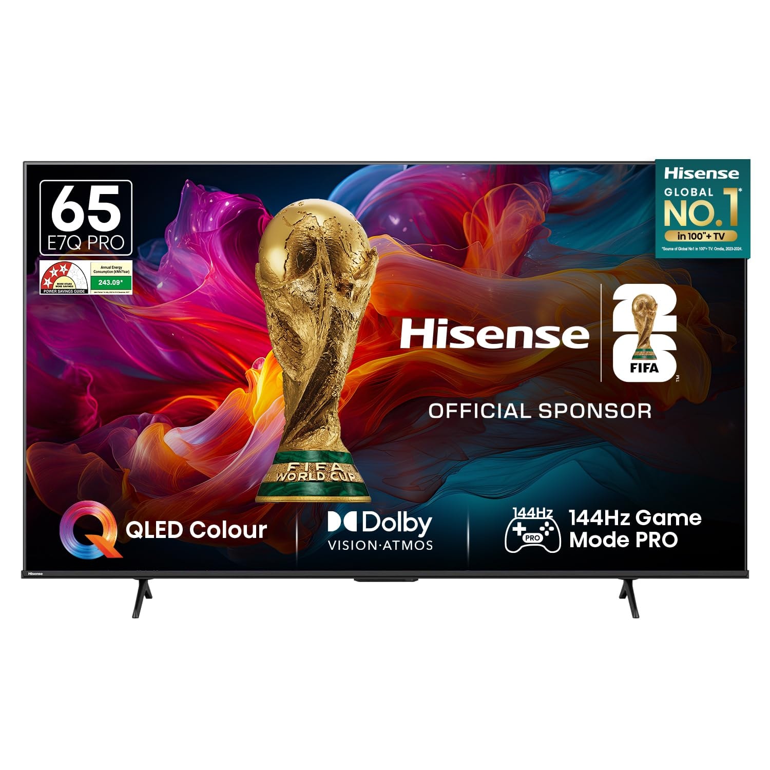 Hisense 164 cm (65 Inches) 4K Ultra HD Smart QLED TV | Dolby Vision Atmos, HDR10+ Adaptive | 144 Hz Game Mode | AI 4K Upscaler | VIDAA OS | 65E7Q PRO (Charcoal Grey)