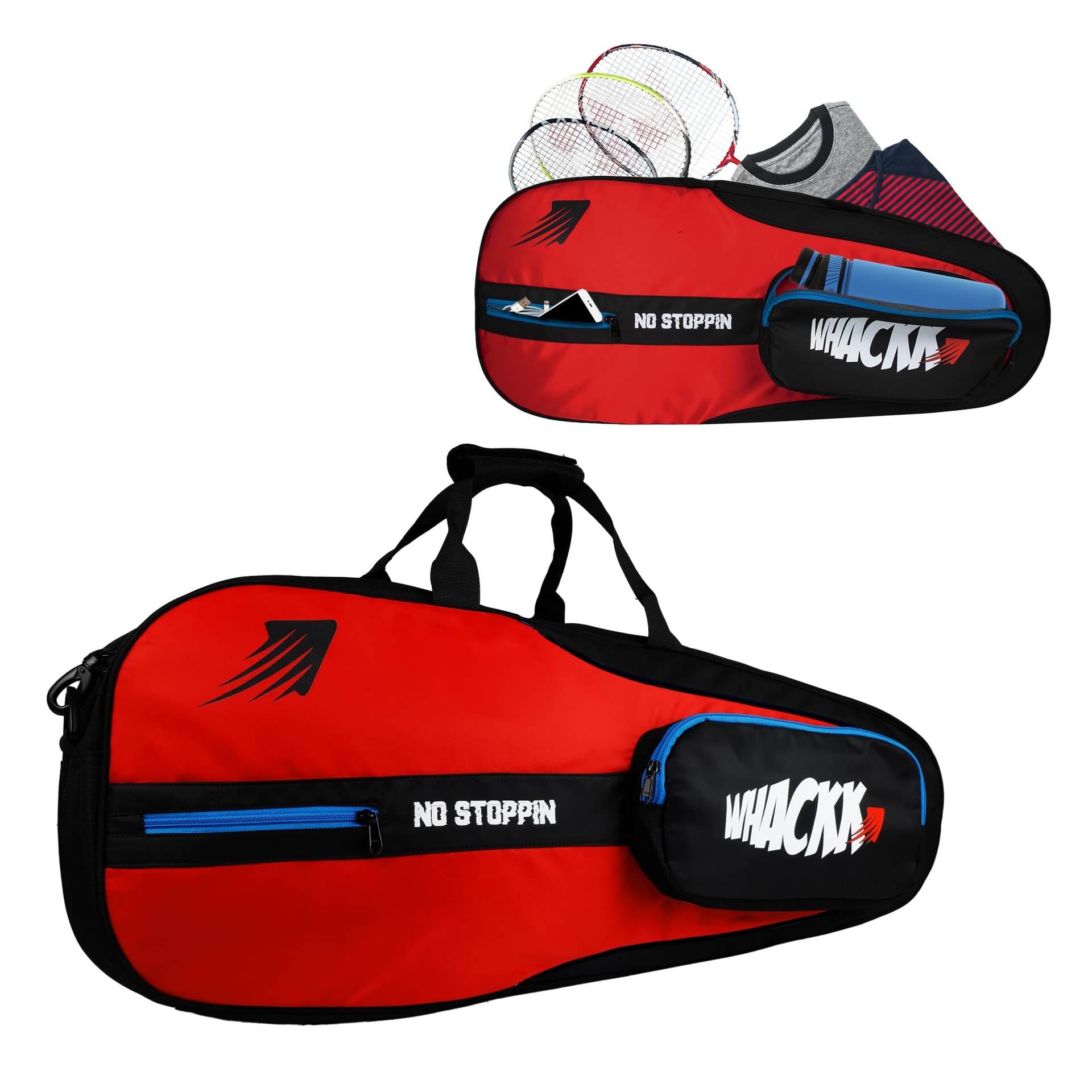 WHACKK Drive Tennis Bag Red Black | Racket Bag for Tennis & Badminton with Shoe Pocket | Backpack Style Kit Bag for Men, Women & Junior Play
