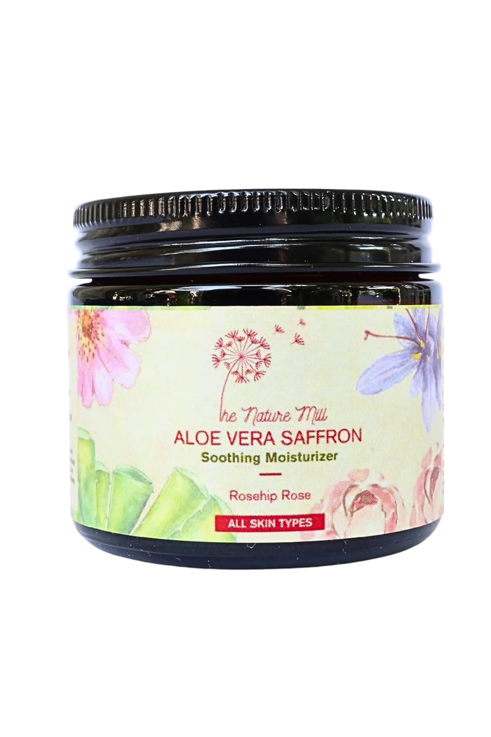 The Nature Mill Aloe Vera Saffron Soothing Moisturizer for All Skin Types including Oily or Sensitive Skin, Pure Aloe Vera Whipped with Rosehip Oil & Rose Essential Oil, 50g